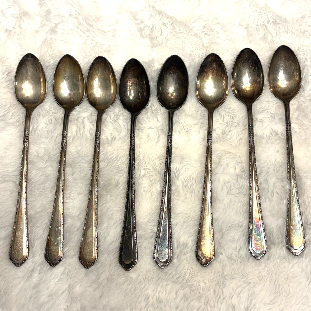 Vintage Cromwell Silverplate Set 8 Teaspoons Flatware Silver Plate
